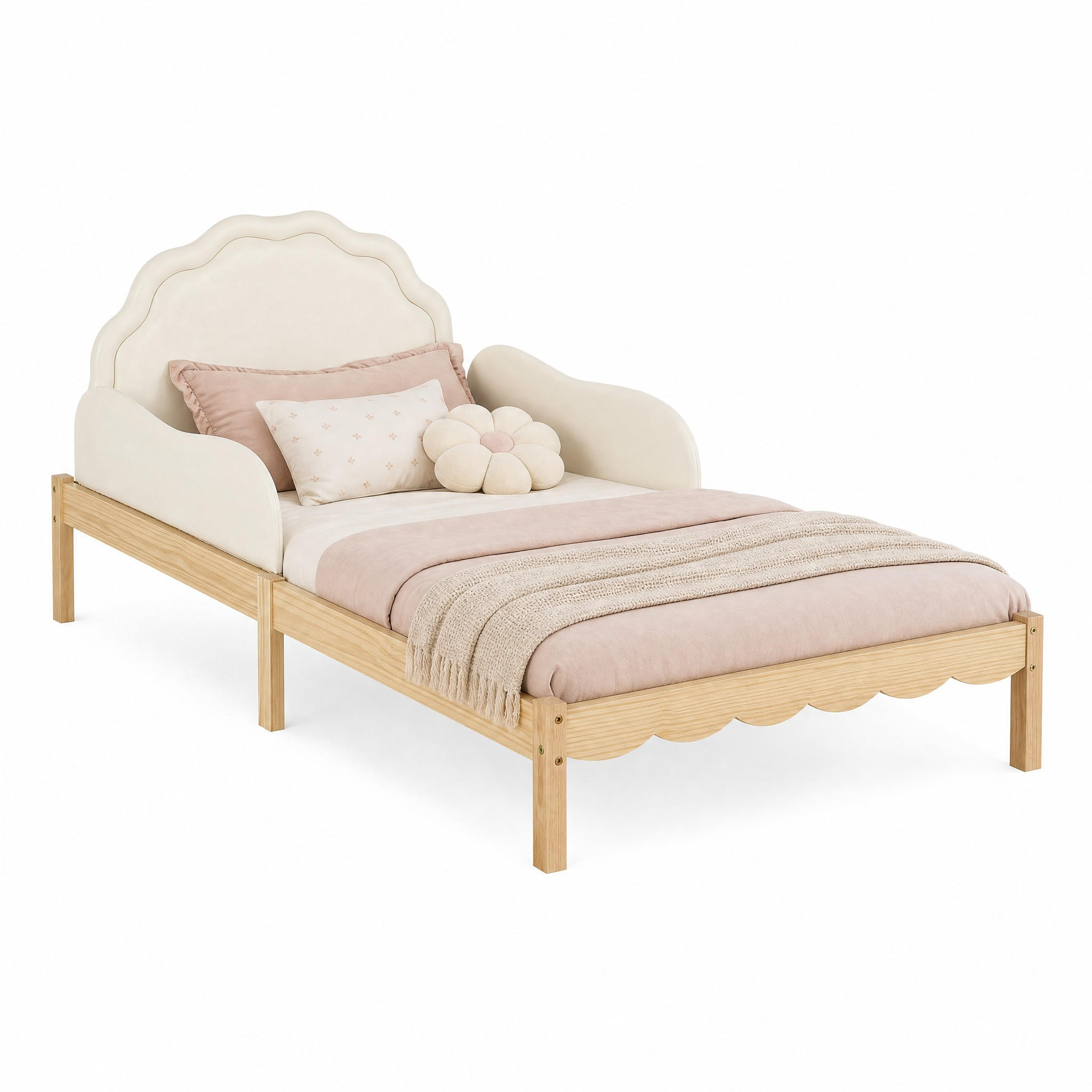 KINDERBETT mit Seitengittern 90x200 cm Beige - Beige, Holz (90/200cm) - Meubliv