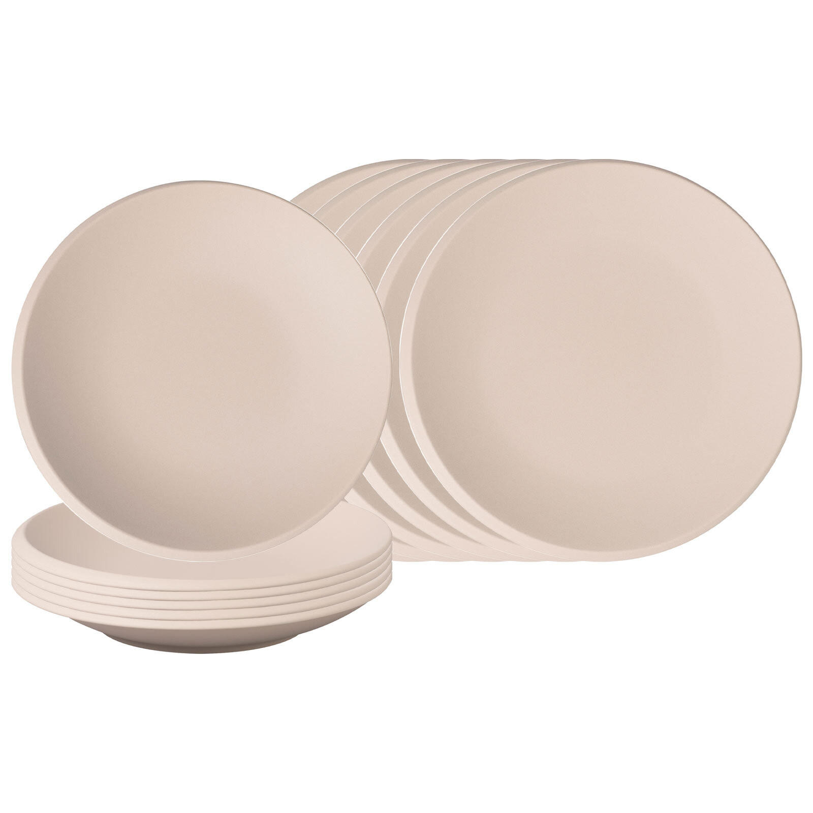 TELLER- & SCHALENSET NewMoon beige 12er Set - Beige, Keramik (1/1/1cm) - Villeroy & Boch