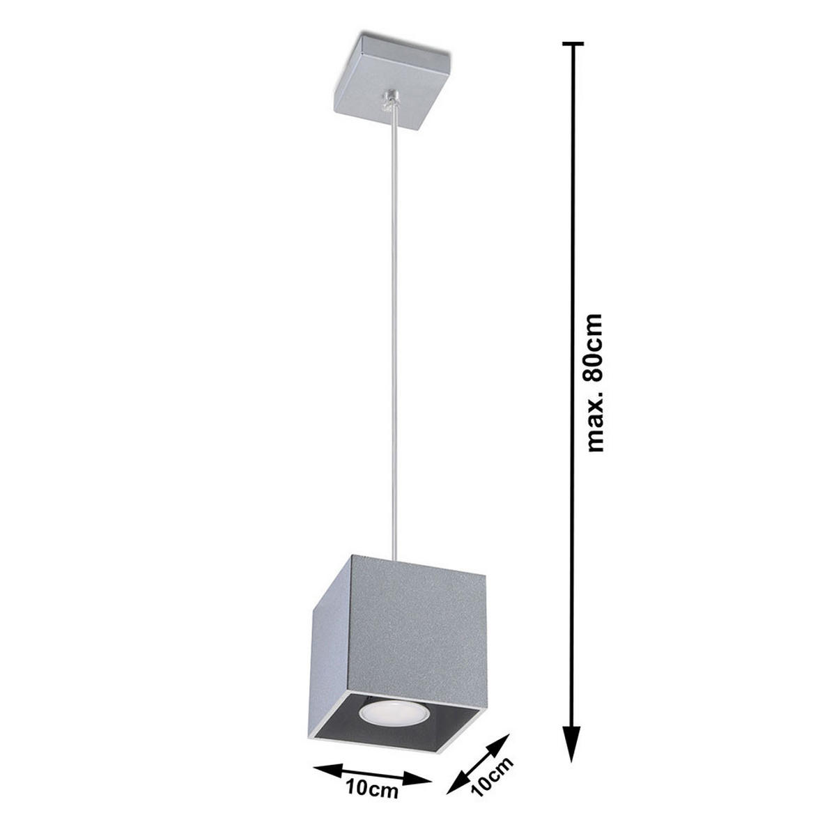 LED HÄNGELEUCHTE Aluminium Grau - Grau, Metall (10/10/80cm)