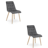 STUHL Dunkelgrau 49x60 cm SPLIT Samtbezug 2 Stück - Grau, Metall (49/59/60cm)