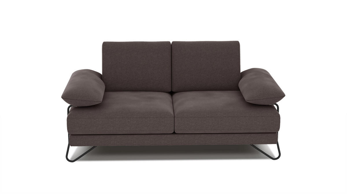 SOFA LORI 2-Sitzer, graubraun - Graubraun/Schwarz, Holzwerkstoff/Textil (185/87/96cm) - Courtois Laville