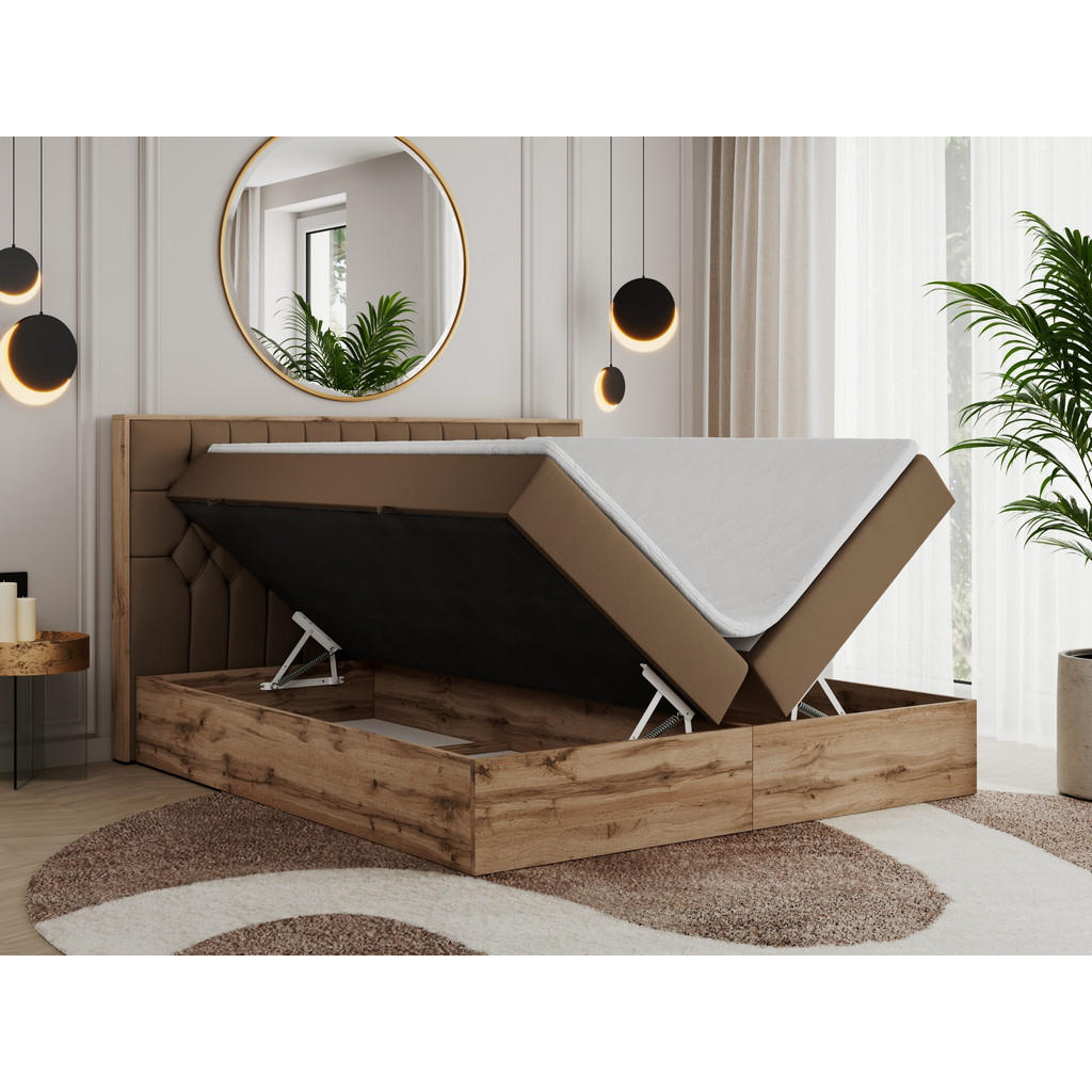 Thumbnail - MKS Boxbett, Braun, Textil, 2-Sitzer, H3, Rechteckig, 160x200 cm, Schlafzimmer, Betten, Boxspringbetten