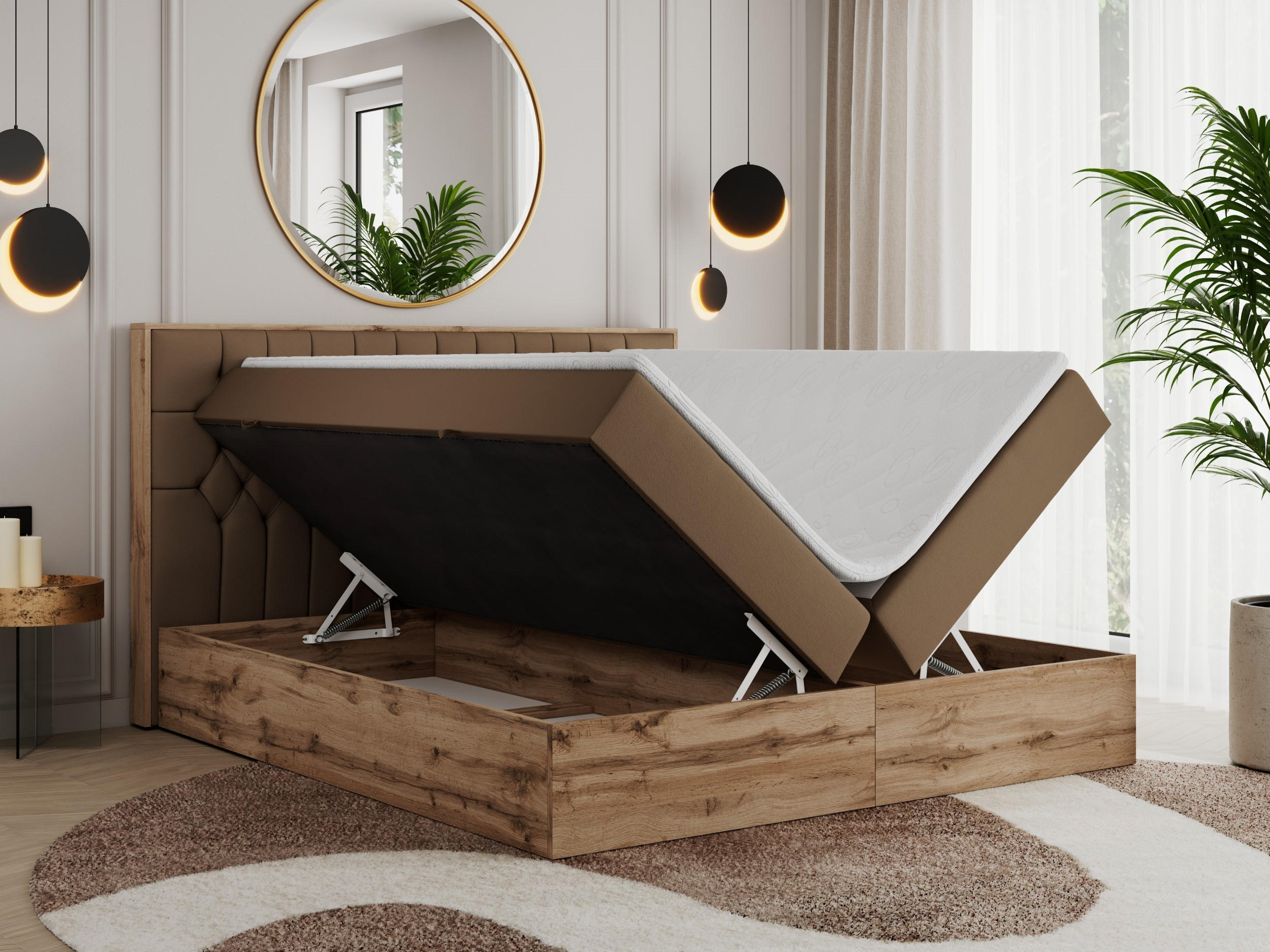 Thumbnail - MKS Boxbett, Braun, Textil, 2-Sitzer, H4, Rechteckig, 180x200 cm, Schlafzimmer, Betten, Boxspringbetten