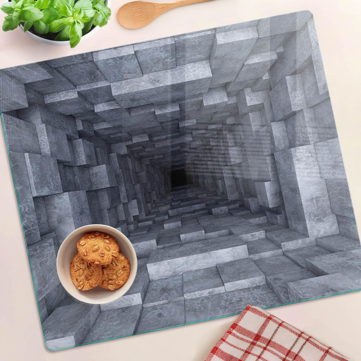 GLASPLATTE 60x52 cm Tunnel - Grau, Glas (60/0.4/52cm) - TULUP
