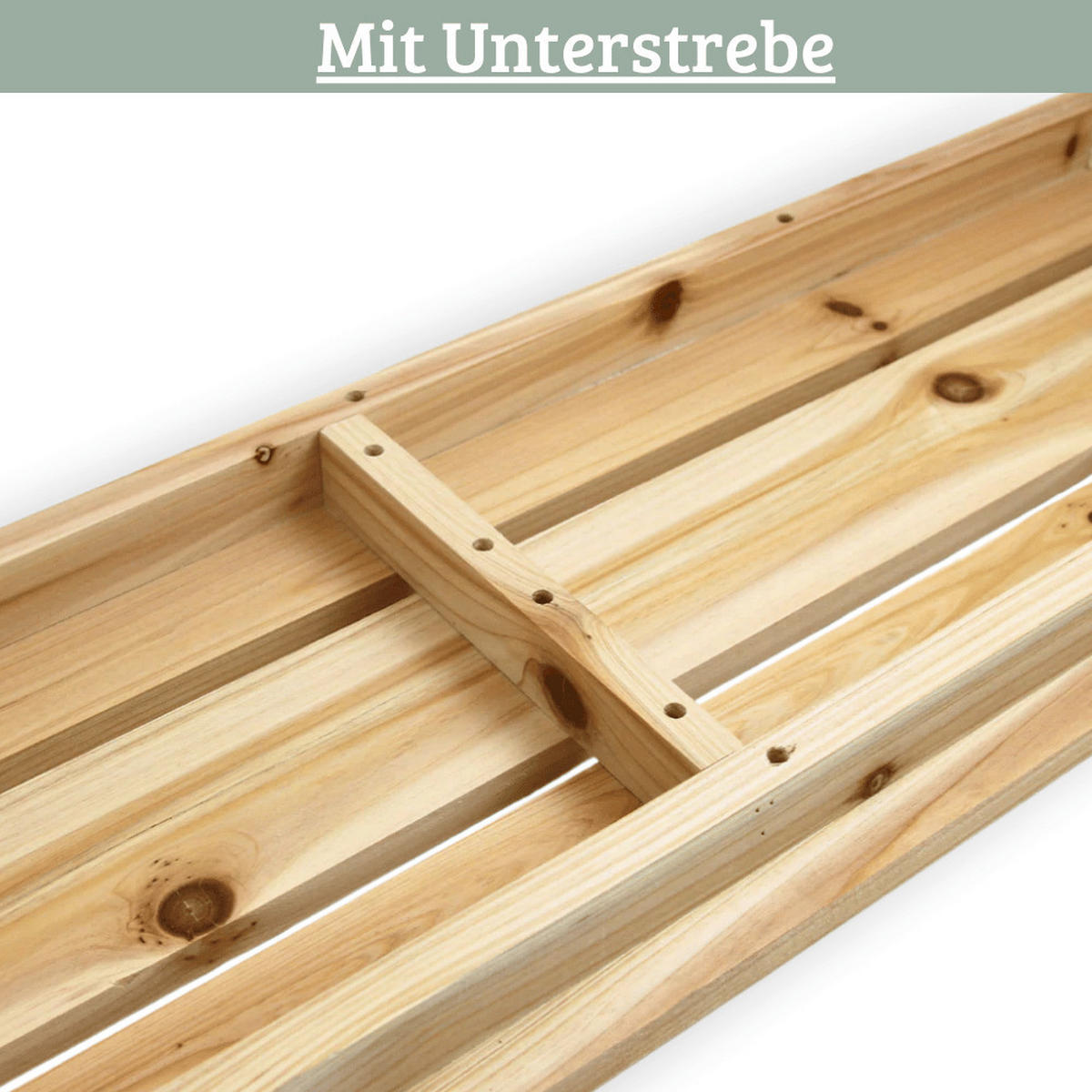 GARTENBANK wetterfest Holz LYDIA 3 Sitzer Natur - Braun, Holz (118/43.5/33cm) - DELUKE