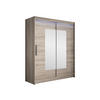 SCHWEBETÜRENSCHRANK Westa III, mit RGB LED Beleuchtung - Silberfarben/Trüffeleichefarben, Holzwerkstoff/Metall (150/200/58cm) - MIRJAN24
