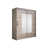 SCHWEBETÜRENSCHRANK Westa III, mit RGB LED Beleuchtung - Silberfarben/Trüffeleichefarben, Holzwerkstoff/Metall (150/200/58cm) - MIRJAN24