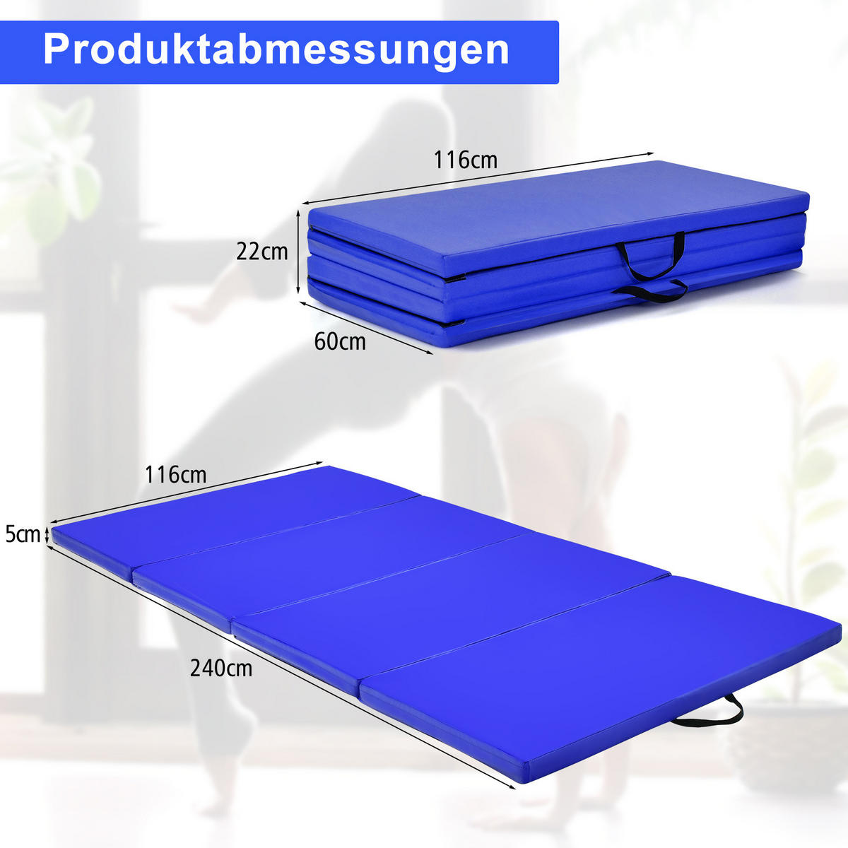 SPORTMATTE Navy - Dunkelblau, Leder (120/240cm) - COSTWAY