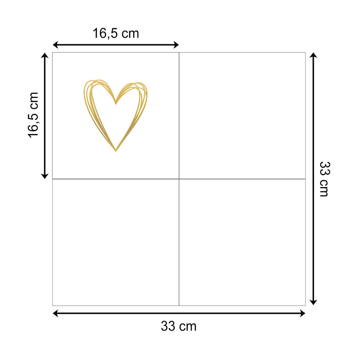 PAPIER SERVIETTEN Pure Heart 33 x 33 cm 20er Set - Goldfarben, Papier (33/33cm) - PPD