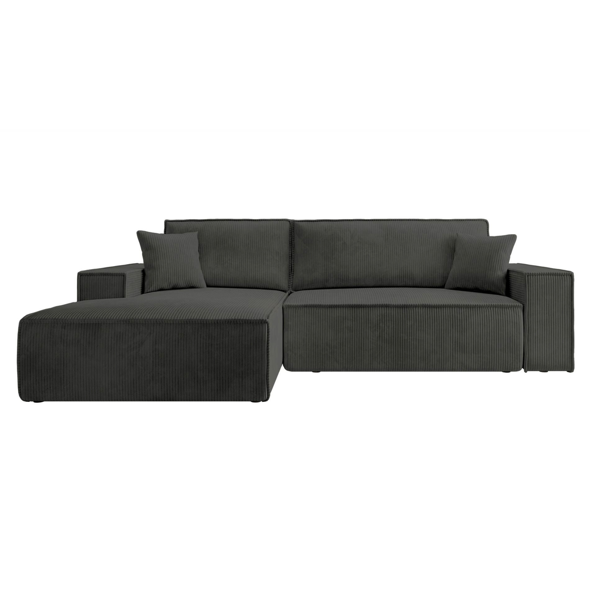 ECKSOFA Farese New Dunkelgrau Cord - Dunkelgrau/Schwarz, Kunststoff/Textil (267/167cm) - Selsey