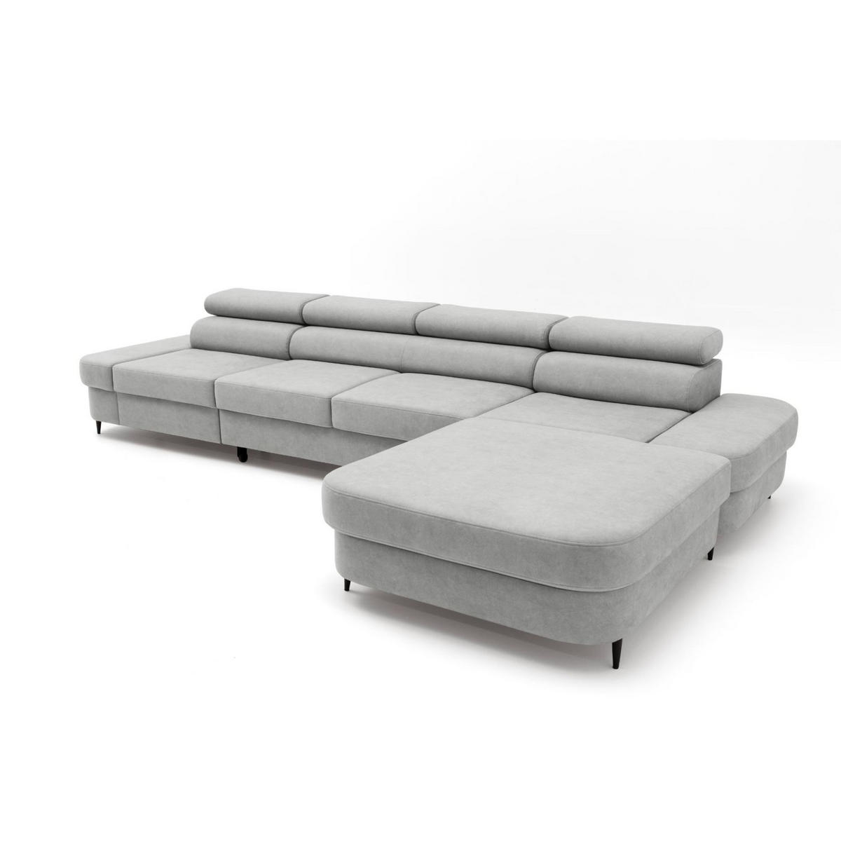 ECKSOFA JAZZ MAXI Rechts mit Schlaffunktion 125x195 Velours Grau - Schwarz/Grau, Holz/Textil (203/350cm) - Muffo