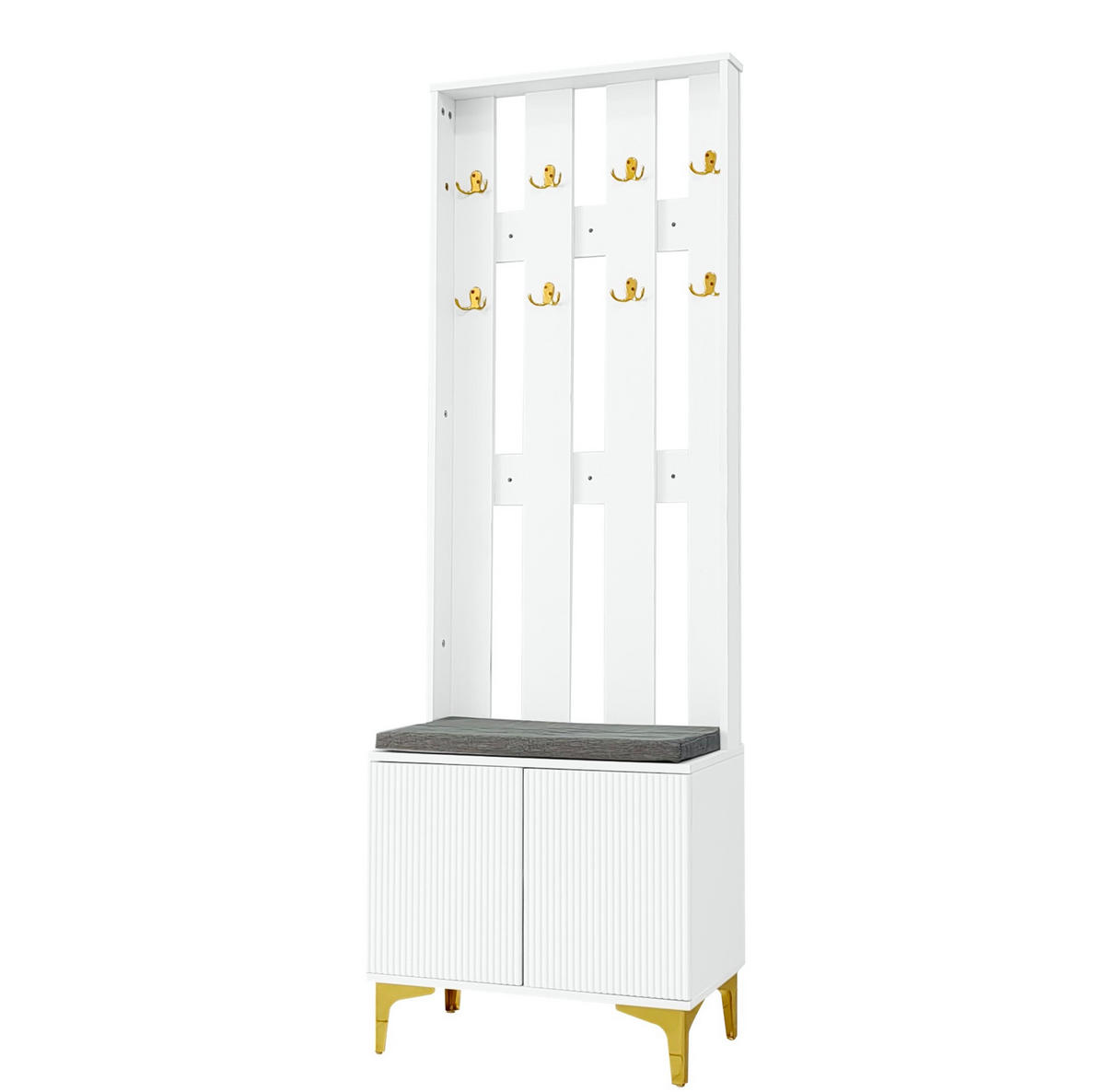 GARDEROBE 60,5/35,2/180,5 cm aus Spanplatte mit Wellenfront und Drucköffnung Weiß - Weiß, Holzwerkstoff (60.5/180.5/35.2cm) - Modenvie