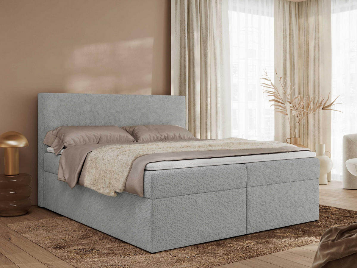 BOXBETT JAGUAR 140/200 - Hellgrau Struktur - H3 - Hellgrau, Holz/Textil (140/200cm) - MKS