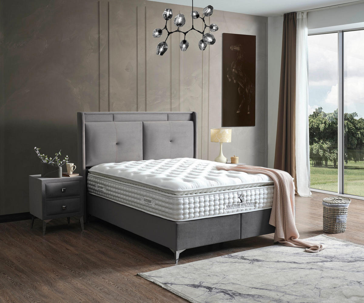 POLSTERBETT-SET Air Comfort 180x200 Grau - Bett inkl. Matratze - Grau, Metall (180/200cm) - Villa Möbel