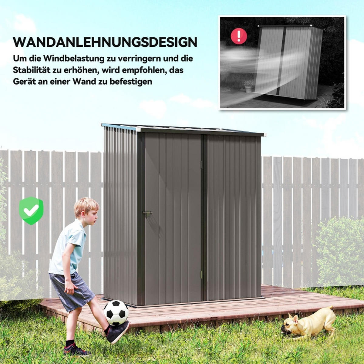 GERÄTESCHUPPEN METALL 161,5x94,5x196 cm Schwarz - Schwarz, Metall (94.5/196/161.5cm) - ComfortXL