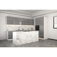 L-KÜCHE mit Insel Velmora Grau Hochglanz – 310 × 250 cm + Insel 180 cm – KÜ-AS-015 – Grau - Grau, Holzwerkstoff (310/212/58cm) - ROYAL24_MARKT
