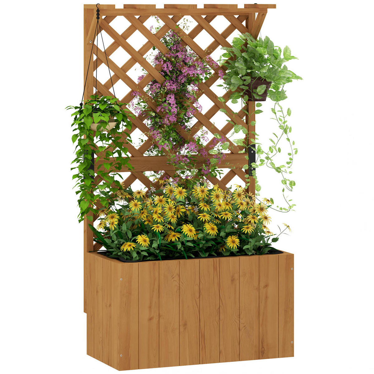 HOCHBEET DE-05274 Mit Rankgitter & Spalier, Holz Natur - Naturfarben, Holz (64/122/33cm) - ComfortXL