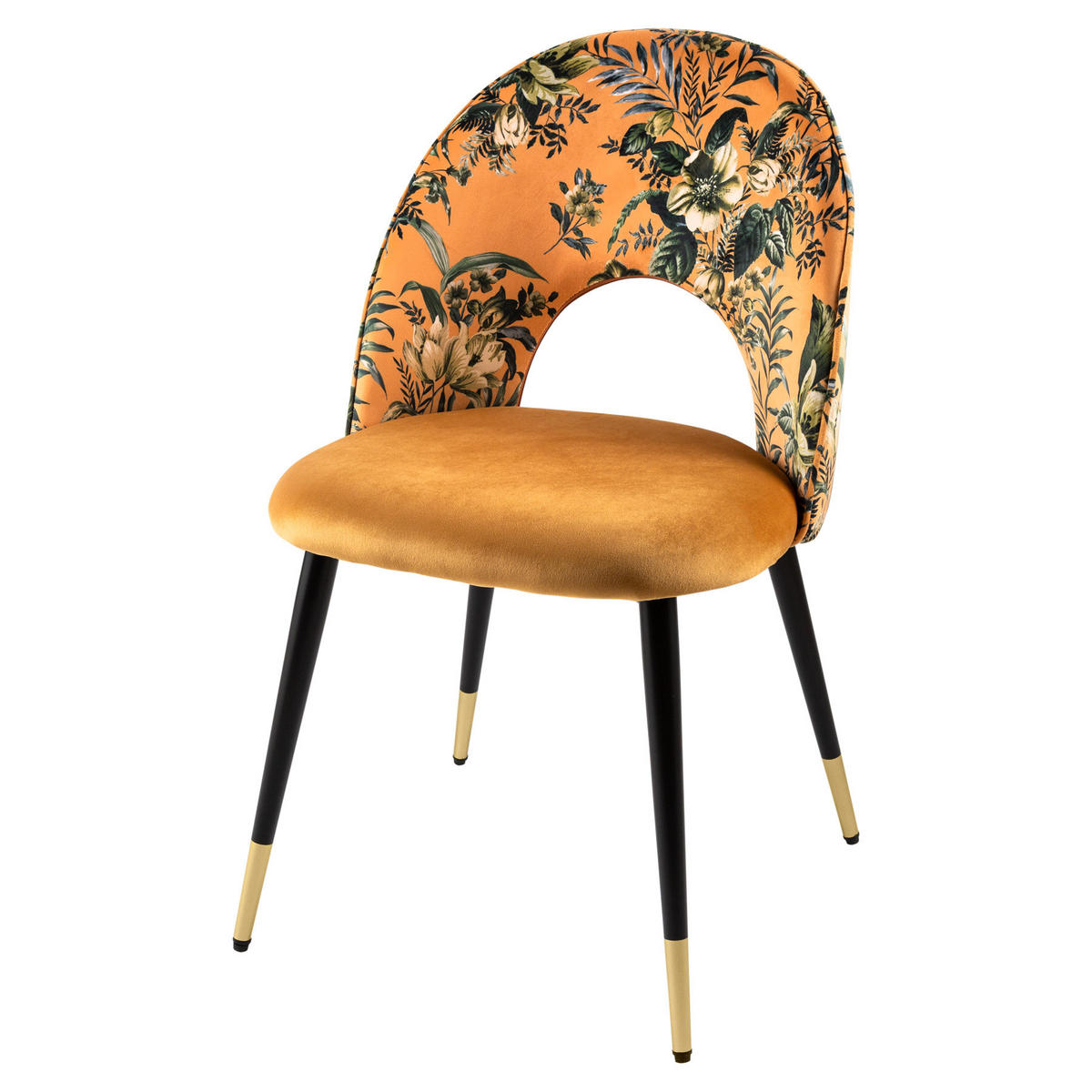 STUHL PRÊT-À-PORTER Samt Gelb 85 cm - Gelb/Goldfarben, Textil/Metall (48/83/49cm) - riess-ambiente