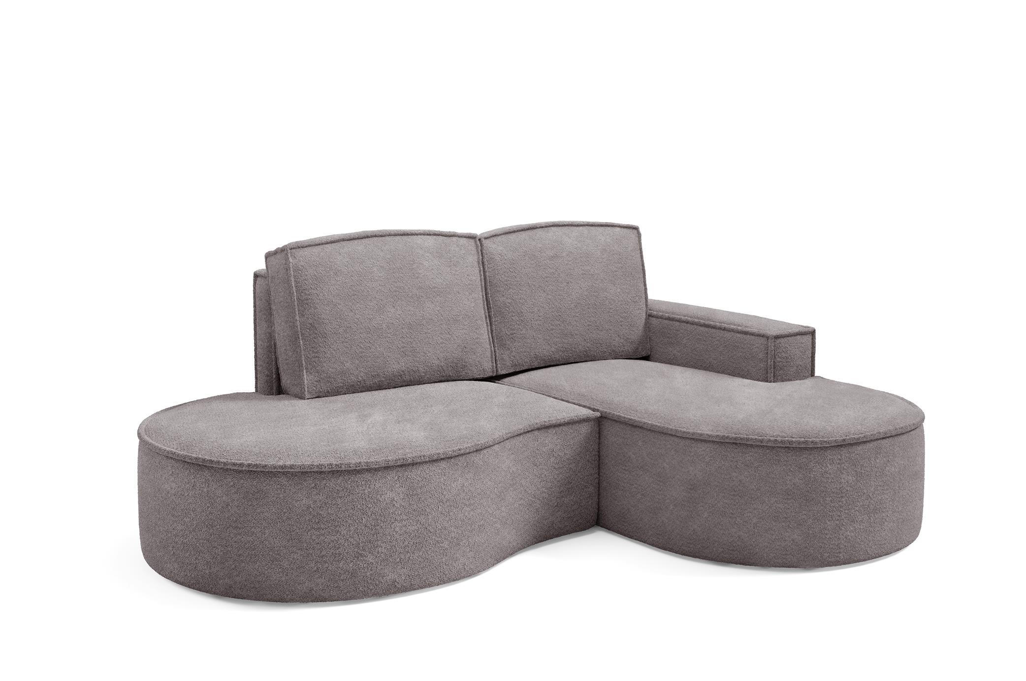ECKSOFA Flow Grau, mit Kissen in Abriamo Stoff, rechte seite - Grau, Holzwerkstoff/Textil (210/157cm) - Bettso