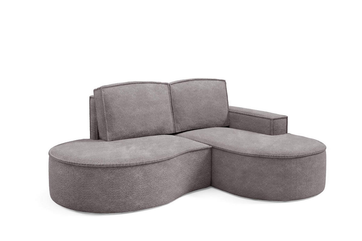 ECKSOFA Flow Grau, mit Kissen in Abriamo Stoff, rechte seite - Grau, Holzwerkstoff/Textil (210/157cm) - Bettso