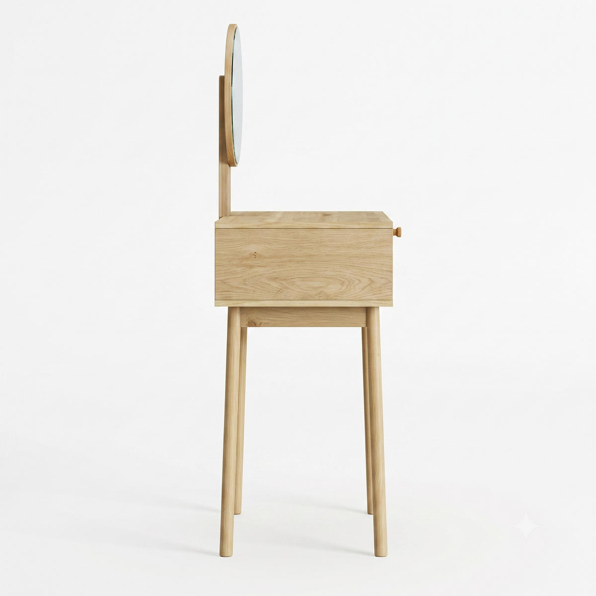 SCHMINKTISCH Rattan Eiche Optik mit Spiegel & Schublade Boho Kompakt - Eichefarben, Holzwerkstoff (60/128/50cm) - Urban Meuble