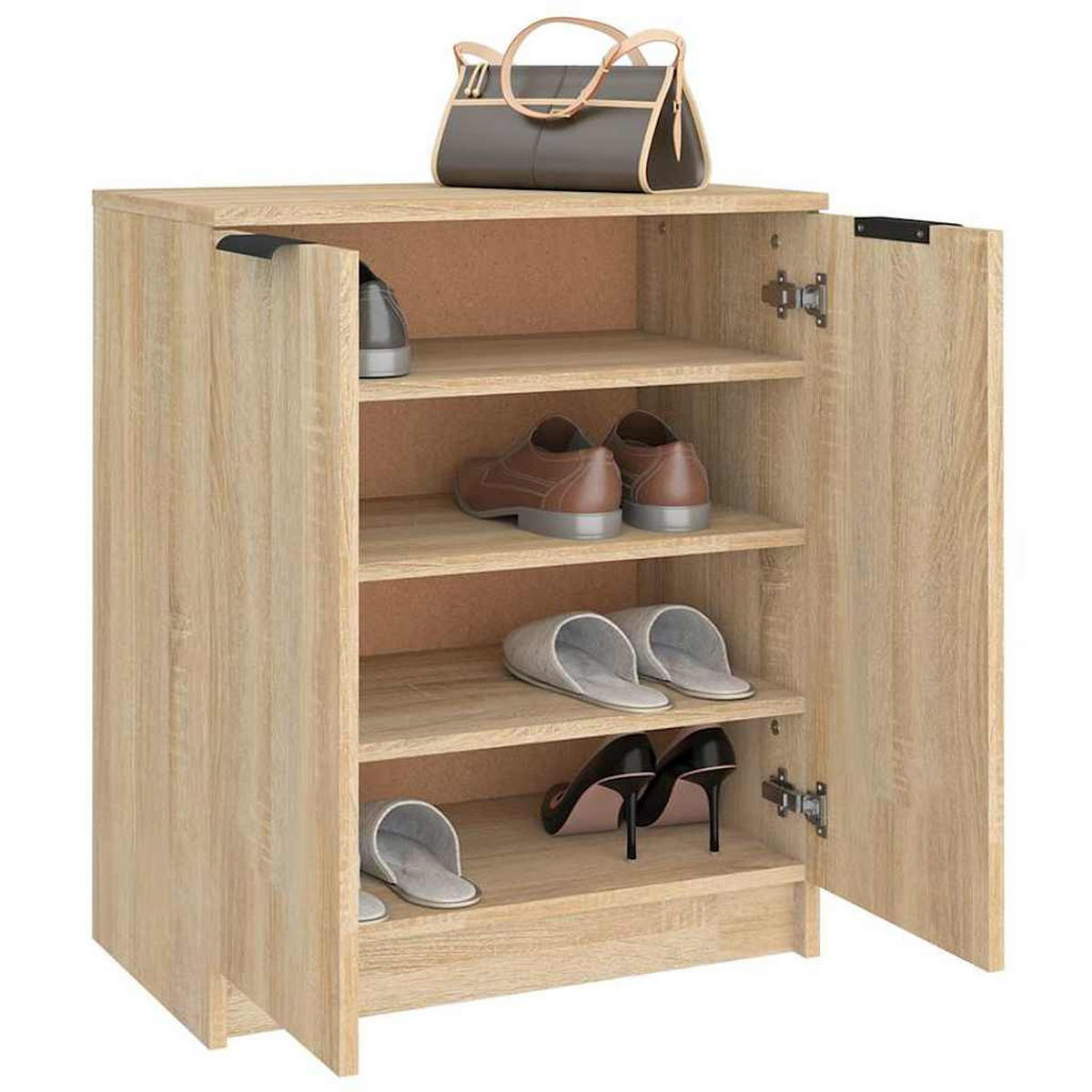 SCHUHSCHRANK Sonoma-Eiche 59/35/70 Cm Holzwerkstoff - Braun, Holzwerkstoff (35/70/59cm) - vidaXL