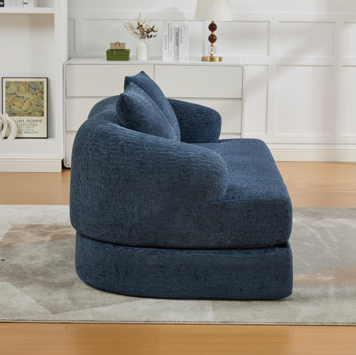 SCHLAFSOFA 157/84/65 cm aus Chenille mit Klappfunktion Navy - Dunkelblau, Textil (84/65/157cm) - Modenvie