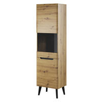 VITRINE Schwarz Nordan 53 LED Artisan Eiche - Schwarz/Eiche Artisan, Holzwerkstoff (53/197/40cm) - Sepro Meble