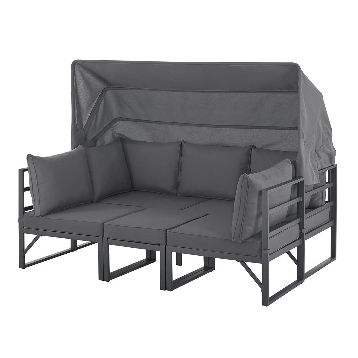GARTENLOUNGE Maui Grau - Dunkelgrau/Grau, Metall - SVITA