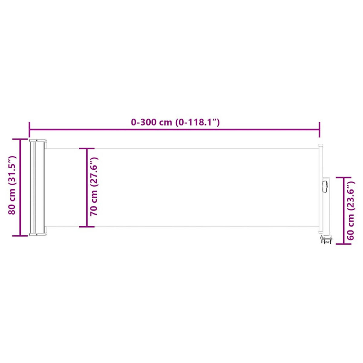 SEITENMARKISE Ausziehbare 80/300 Cm Creme - Creme, Textil (80/300cm) - vidaXL