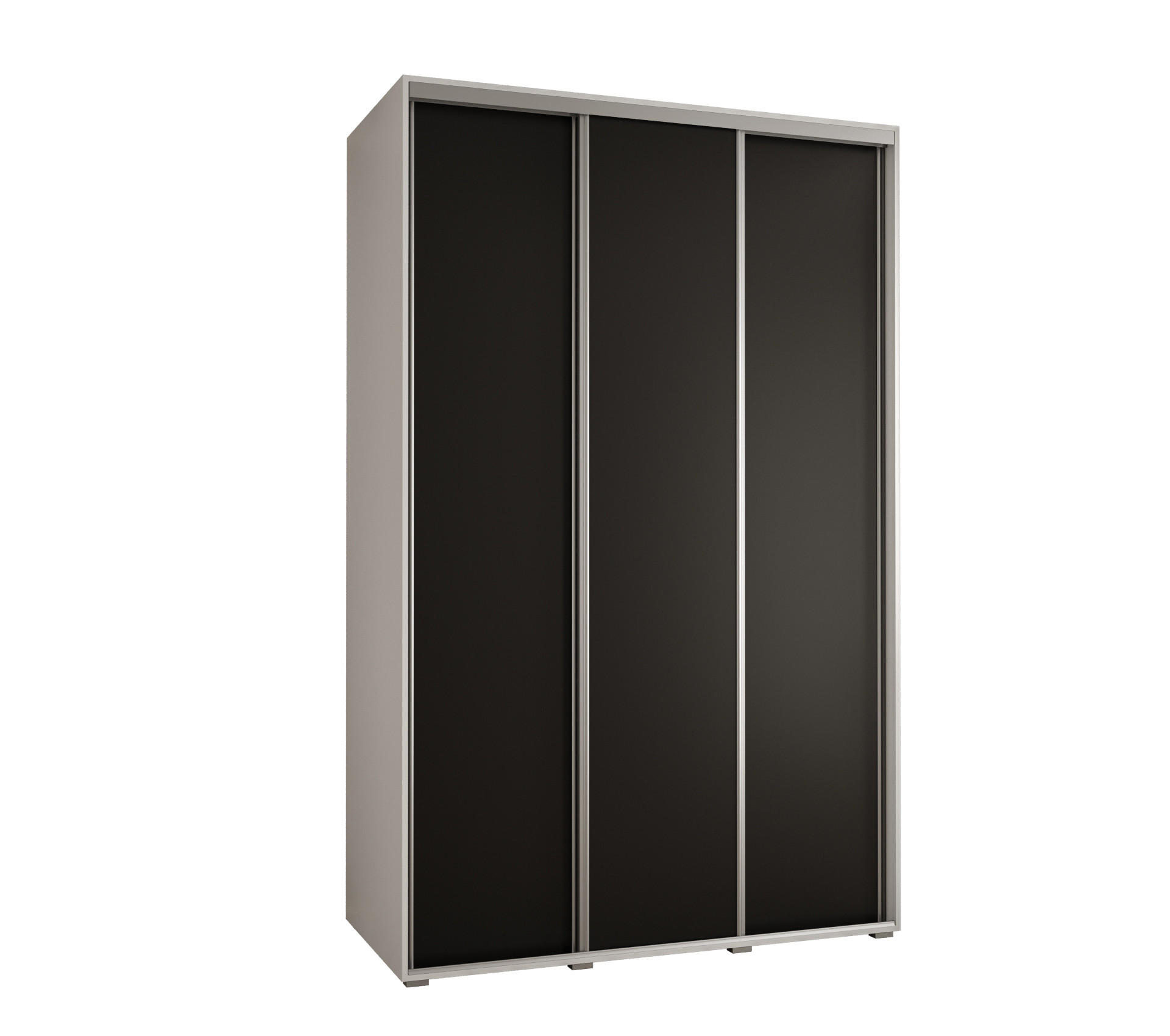 Abiks Möbel Schwebetürenschrank Weiß, Schwarz, Silber 150x235x60 cm