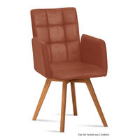 ARMLEHNSTUHL (2er-Set) Dione 52x91x60 Eiche geölt/Cognac - Cognac/Eichefarben, Kunststoff (60/91/52cm) - 58aufmkessel