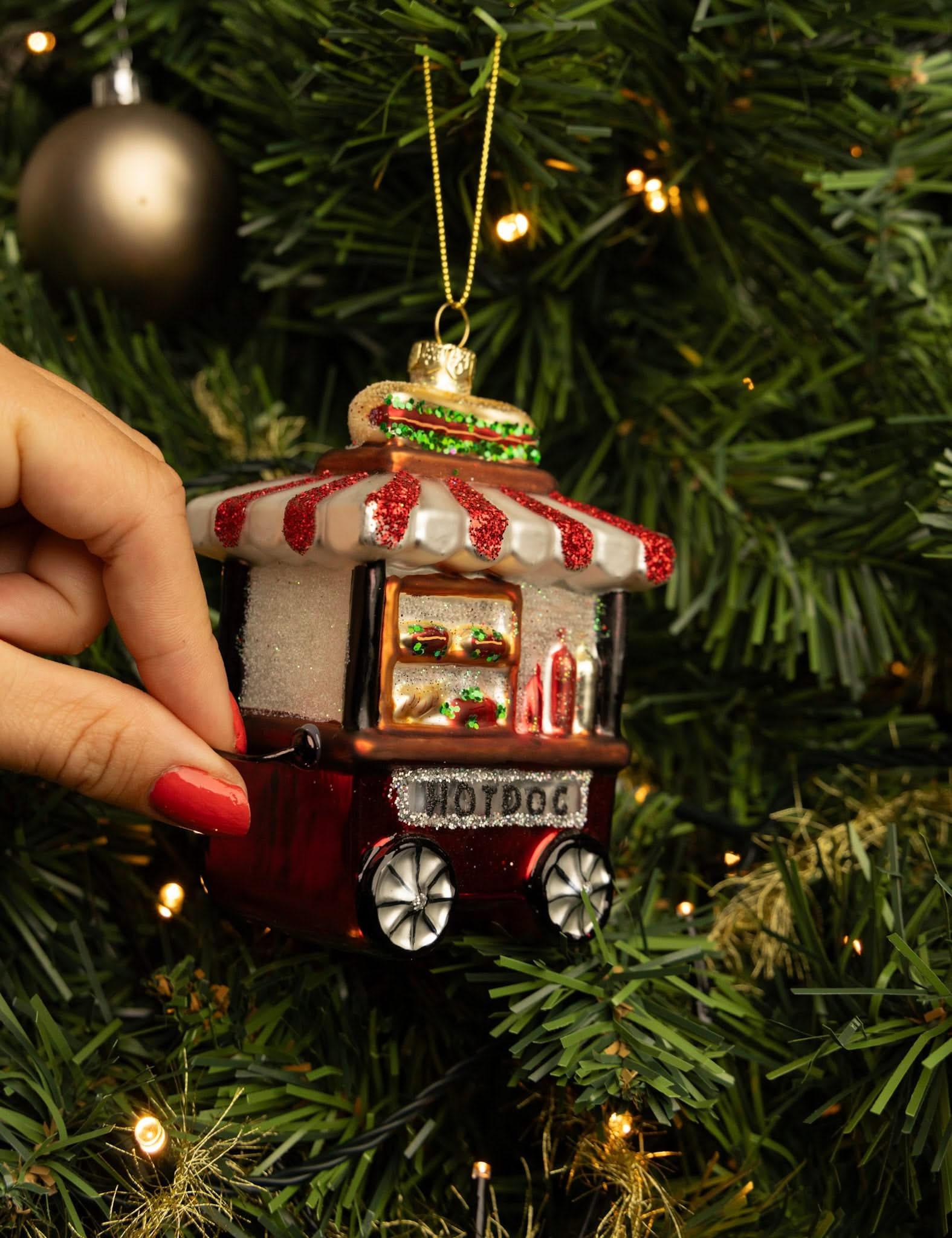 WEIHNACHTSKUGEL Hot Dog Stand 13 cm - Multicolor, Glas (6/13/1cm)