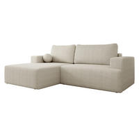 ECKSOFA Mivo Cord, Seite: Links - Beige/Schwarz, Holz/Kunststoff (266/163cm) - MIRJAN24
