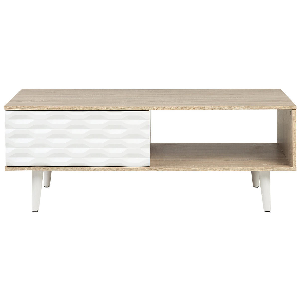 COUCHTISCH heller Holzfarbton/weiß rechteckig 60/120 cm Swansea - Hellbraun/Weiß, Holzwerkstoff (60/120/46cm) - Beliani