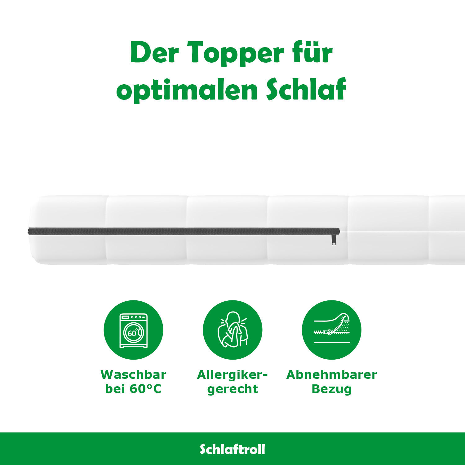 MATRATZENTOPPER 90 x 200 cm – ca. 5 cm Höhe - Weiß, Textil (90/200cm) - Schlaftroll