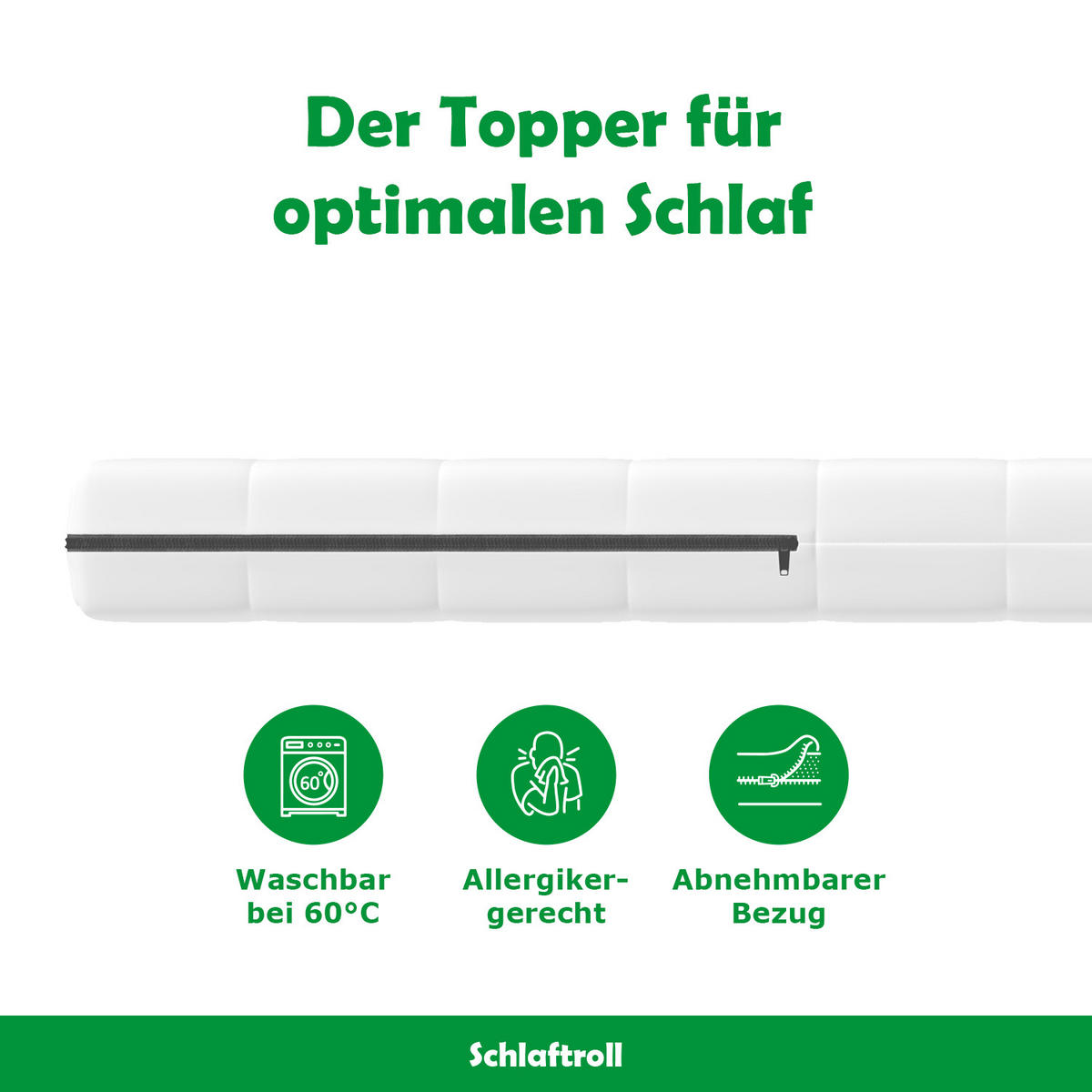 MATRATZENTOPPER 140 x 200 cm – ca. 5 cm Höhe - Weiß, Textil (140/200cm) - Schlaftroll