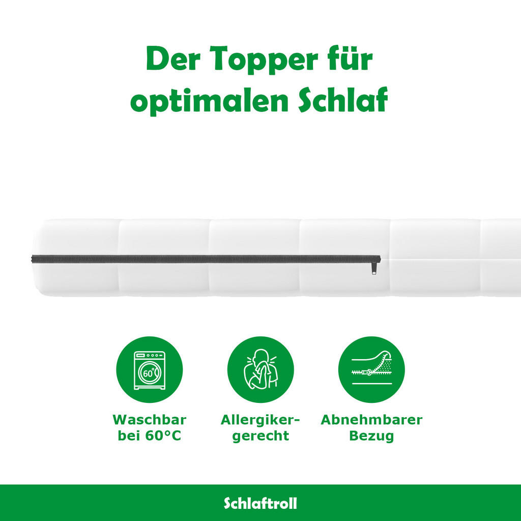 Thumbnail - Schlaftroll Matratzentopper, Weiß, Textil, 140x190 cm, Oeko-Tex® Standard 100, Schlafzimmer, Matratzen Shop, Matratzenzu...