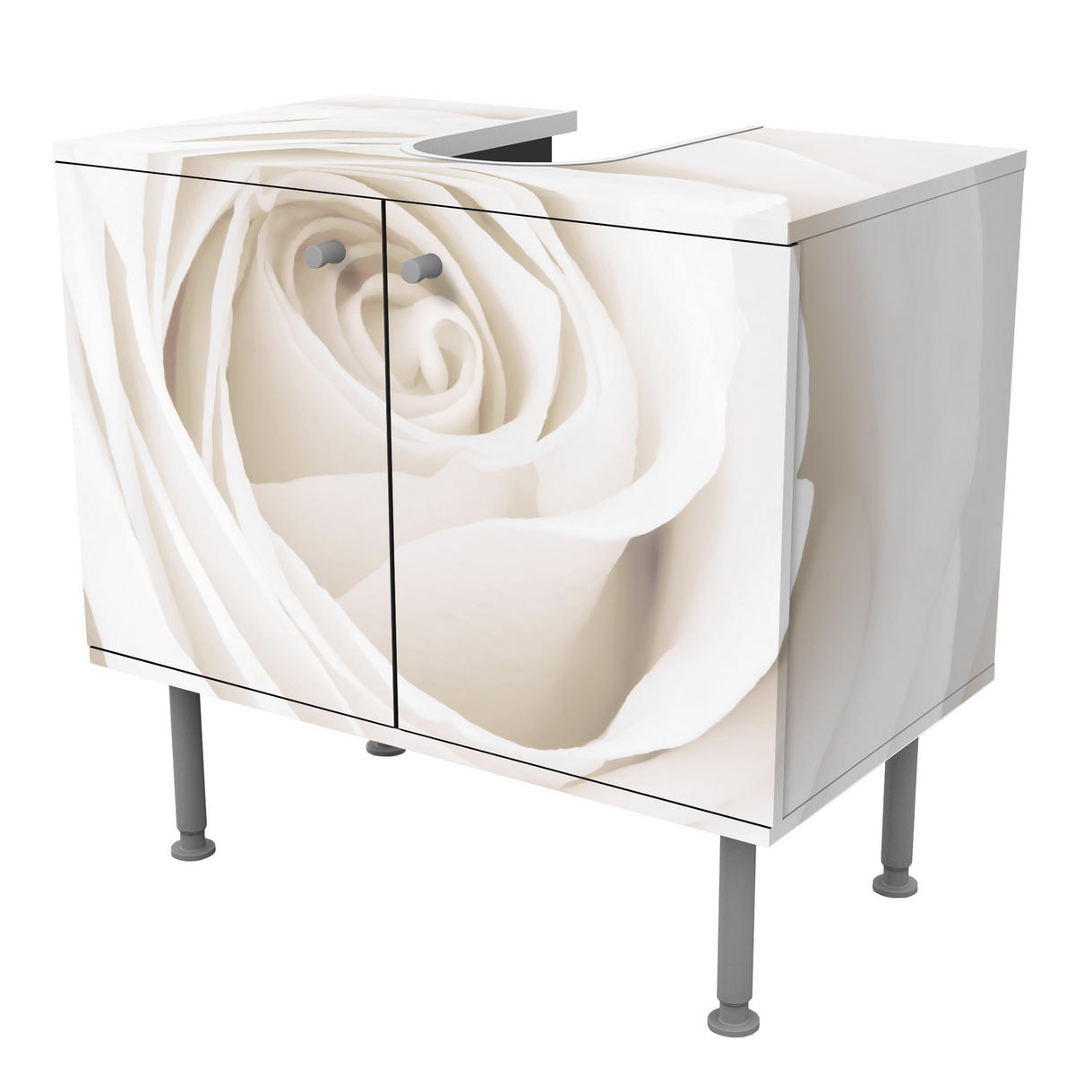 WASCHBECKENUNTERSCHRANK Pretty White Rose 60/55/35 cm - Weiß, Holzwerkstoff (60/55/35cm) - Bilderwelten