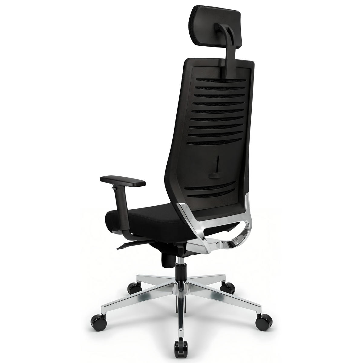CHEFSESSEL V1301 Stoff Schwarz - ergonomisch, 150 kg belastbar, Sitzhöhe 45-55cm - Schwarz, Kunststoff/Textil (65/128/69cm) - Versee