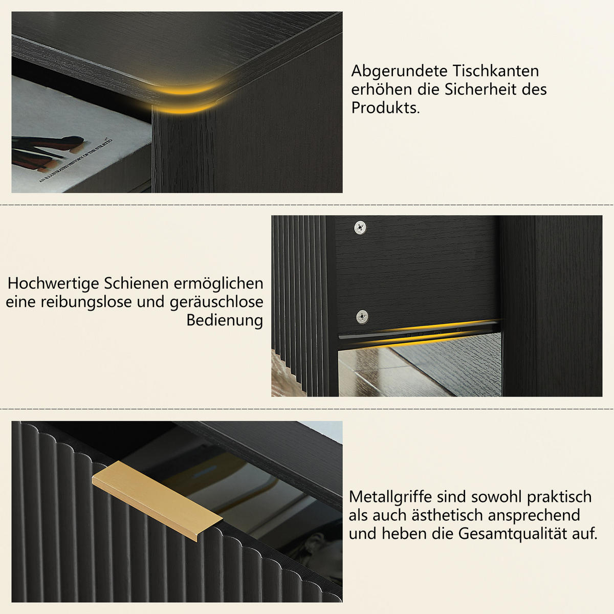 NACHTTISCH Schwarz 58/38/60 cm - Schwarz, Holz (58/60/38cm) - PANGIVO