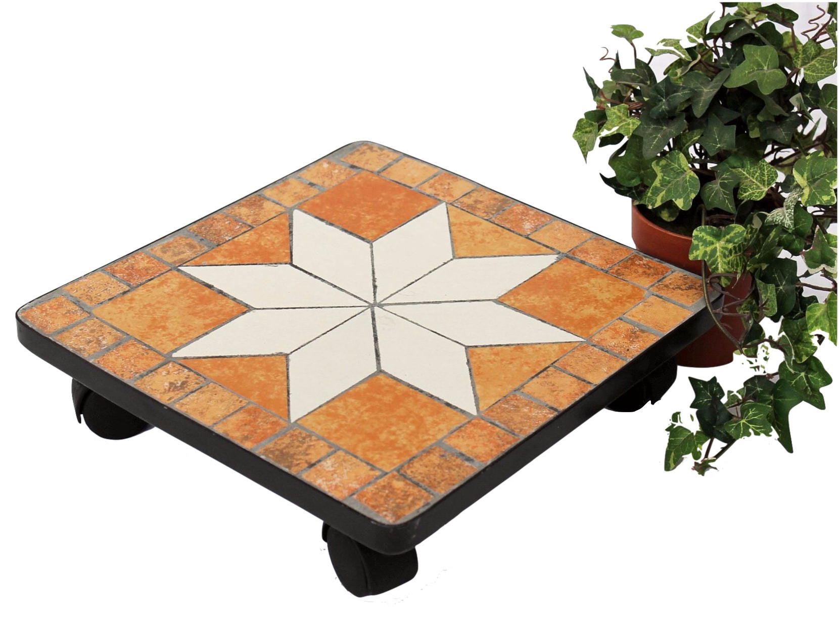 BLUMENROLLER Mosaik 30 cm eckig 12026 - Schwarz, Metall (30/8/30cm) - DanDiBo