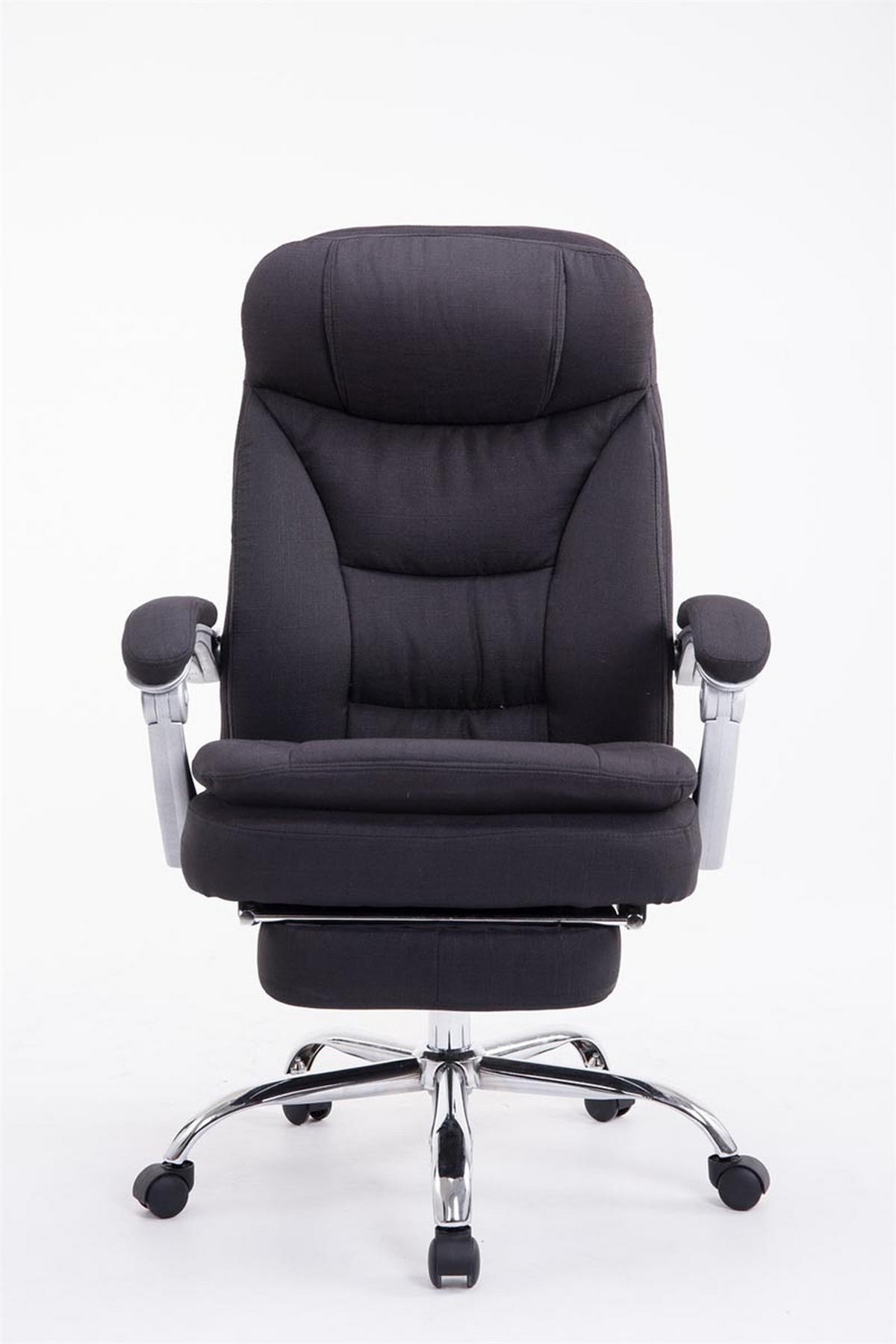 BÜROSTUHL XL Troja, Stoff Schwarz - Schwarz, Textil/Metall (67/122/67cm) - TPFLiving