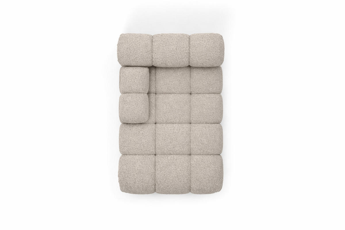 CHAISELONGUE Modular, Bouclé-Stoff Abriamo, Beige, Links, Selia - Beige, Holz (95/70/160cm) - Kaiser Möbel