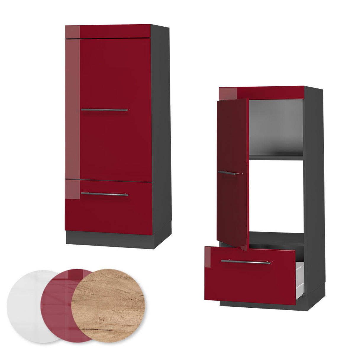 MIKROWELLENSCHRANK Fame-Line Bordeaux Hochglanz 60 cm - Bordeaux/Anthrazit, Holzwerkstoff (60/153.6/58.1cm) - Vicco