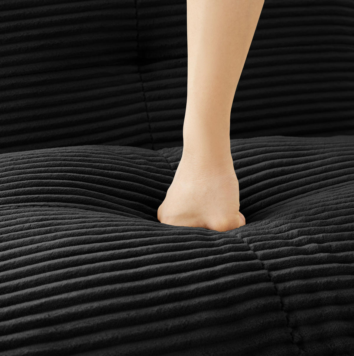 SOFA modular mit Tiefsitz 74 cm Cord Black - Schwarz, Kunststoff (104/69/204cm) - Meubliv