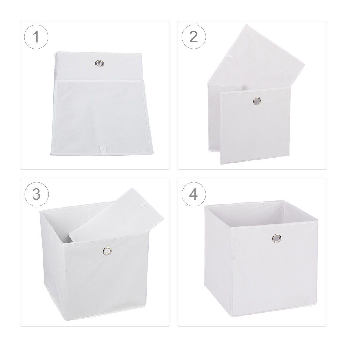 2XAUFBEWAHRUNGSBOX - Weiß, Wellpappe/Textil (30/30/30cm) - Relaxdays