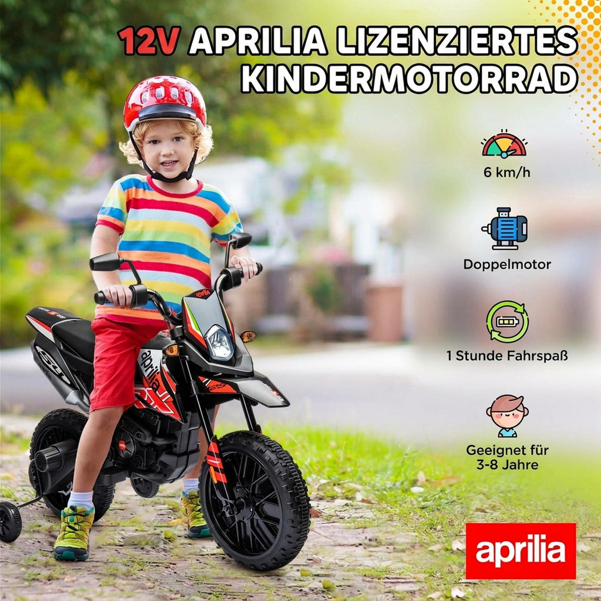 KINDERMOTORRAD Kunststoff Metall Rot - Rot, Kunststoff (106.5/56/80cm) - AIYAPLAY