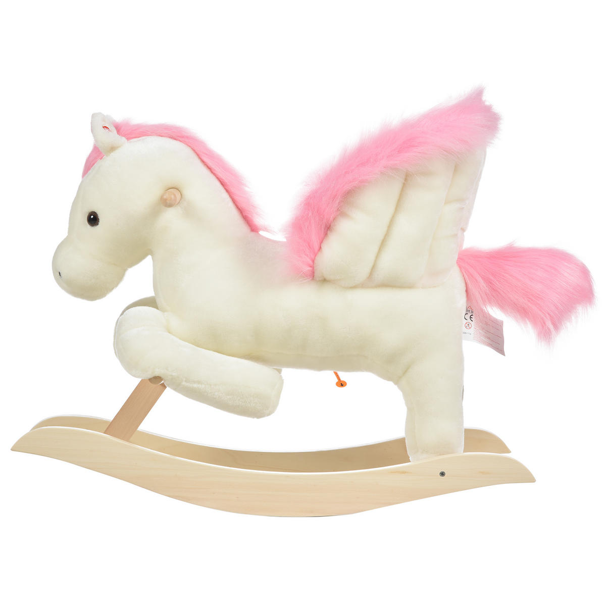 SCHAUKELPFERD DE-10104 mit Soundeffekt, Plüsch - Weiß, Holz (28/57/70cm) - ComfortXL