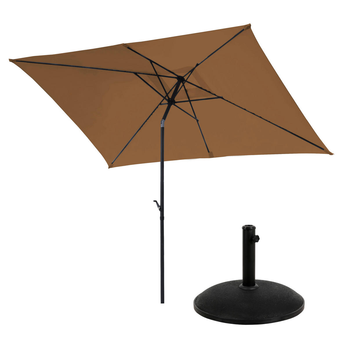 SONNENSCHIRM Set mit Ständer Taupe - Taupe, Textil (200/300cm) - SVITA